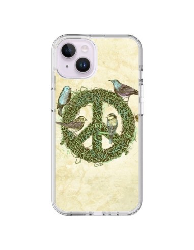 Coque iPhone 14 Plus Peace And Love Nature Oiseaux - Rachel Caldwell