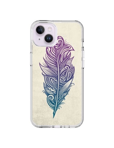 Coque iPhone 14 Plus Feather Plume Arc En Ciel - Rachel Caldwell