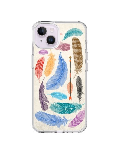 Coque iPhone 14 Plus Feather Plumes Multicolores - Rachel Caldwell