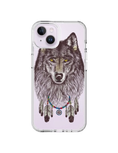 Coque iPhone 14 Plus Loup Wolf Attrape Reves Transparente - Rachel Caldwell