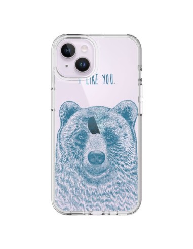 Coque iPhone 14 Plus I Love You Bear Ours Ourson Transparente - Rachel Caldwell
