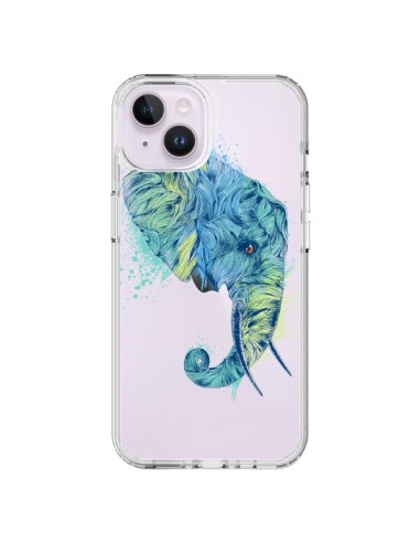 Cover iPhone 14 Plus Elefante Trasparente - Rachel Caldwell