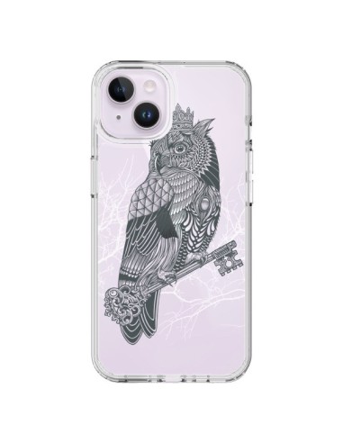 Coque iPhone 14 Plus Owl King Chouette Hibou Roi Transparente - Rachel Caldwell