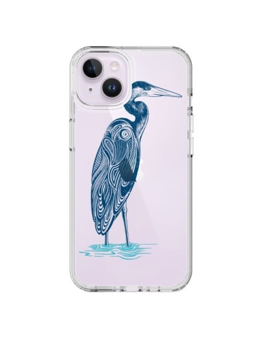 Coque iPhone 14 Plus Heron Blue Oiseau Transparente - Rachel Caldwell
