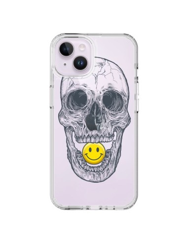 Coque iPhone 14 Plus Tête de Mort Smiley Transparente - Rachel Caldwell