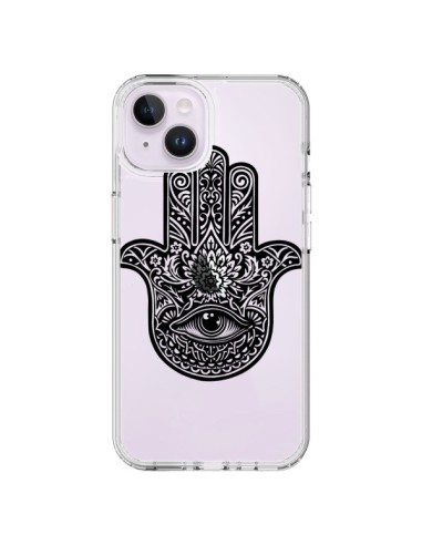 Coque iPhone 14 Plus Hamsa Cinq Doigts Main Mauvais Oeil Transparente - Rachel Caldwell