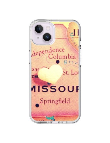 Coque iPhone 14 Plus Carte Map Missouri Coeoeur - R Delean