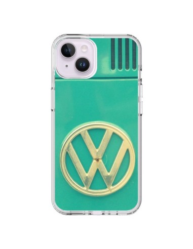 Coque iPhone 14 Plus Groovy Van Hippie VW Bleu - R Delean