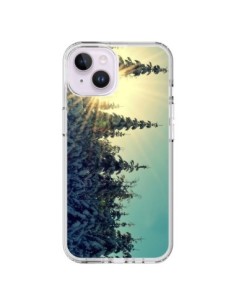 Coque iPhone 14 Plus Hiver Paysage Neige Montagnes Sapins...