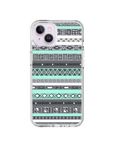 Coque iPhone 14 Plus Azteque Aztec Bleu Pastel - Rex Lambo