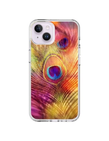 Coque iPhone 14 Plus Plume de Paon Multicolore - Sylvia Cook