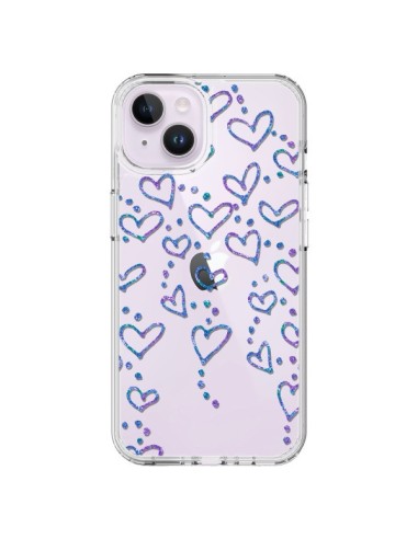 Coque iPhone 14 Plus Floating hearts coeurs flottants Transparente - Sylvia Cook