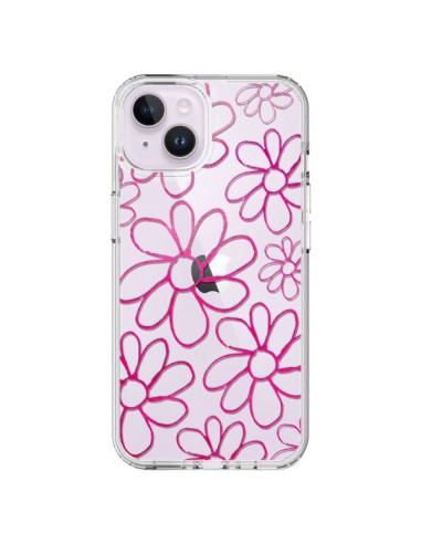 Coque iPhone 14 Plus Flower Garden Pink Fleur Transparente - Sylvia Cook