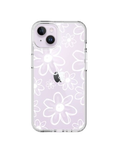 Cover iPhone 14 Plus Mandala Bianco Fiore Trasparente - Sylvia Cook