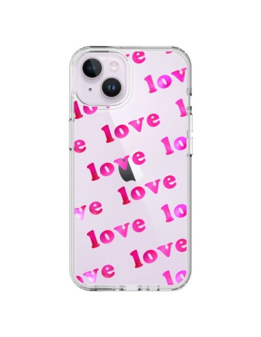 Coque iPhone 14 Plus Pink Love Rose Transparente - Sylvia Cook