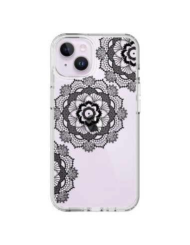 Coque iPhone 14 Plus Triple Mandala Noir Black Transparente - Sylvia Cook