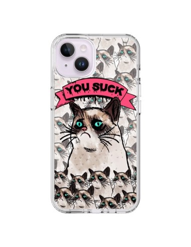 Coque iPhone 14 Plus Chat Grumpy Cat - You Suck - Sara Eshak