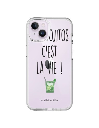 Coque iPhone 14 Plus Les Mojitos, c'est la vie Transparente - Les Vilaines Filles