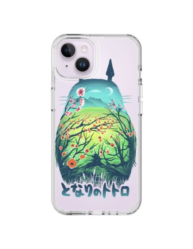 Cover iPhone 14 Plus Totoro Manga Fiori Trasparente - Victor Vercesi