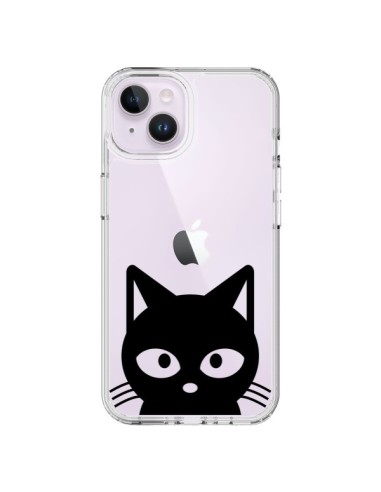 Coque iPhone 14 Plus Tête Chat Noir Cat Transparente - Yohan B.