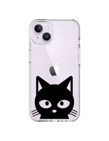 Cover iPhone 14 Plus Testa Gatto Nero Trasparente - Yohan B.