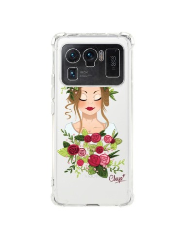 Coque Xiaomi Mi 11 Ultra Femme Closed Eyes Fleurs Transparente - Chapo