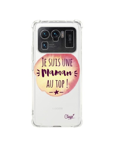 Coque Xiaomi Mi 11 Ultra Je suis une Maman au Top Orange Transparente - Chapo