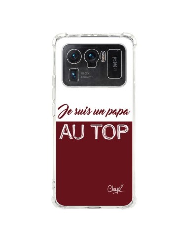 Coque Xiaomi Mi 11 Ultra Je suis un Papa au Top Rouge Bordeaux - Chapo