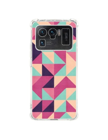 Coque Xiaomi Mi 11 Ultra Azteque Triangle Rose Vert - Eleaxart