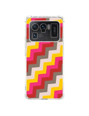 Coque Xiaomi Mi 11 Ultra Lignes Triangle Azteque Rose Rouge - Eleaxart