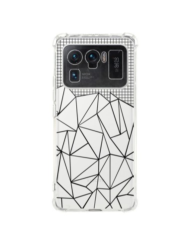 Coque Xiaomi Mi 11 Ultra Lignes Grille Grid Abstract Noir Transparente - Project M