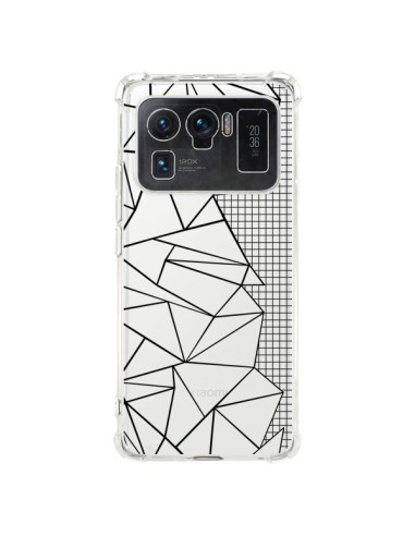 Coque Xiaomi Mi 11 Ultra Lignes Grilles Side Grid Abstract Noir Transparente - Project M