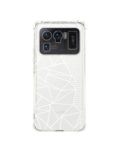 Coque Xiaomi Mi 11 Ultra Lignes Grilles Side Grid Abstract Blanc Transparente - Project M