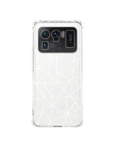 Coque Xiaomi Mi 11 Ultra Lignes Grilles Triangles Full Grid Abstract Blanc Transparente - Project M