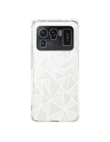 Coque Xiaomi Mi 11 Ultra Lignes Grilles Triangles Grid Abstract Blanc Transparente - Project M