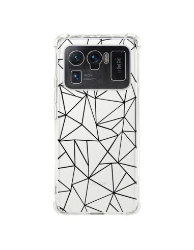 Coque Xiaomi Mi 11 Ultra Lignes Triangles Grid Abstract Noir Transparente - Project M