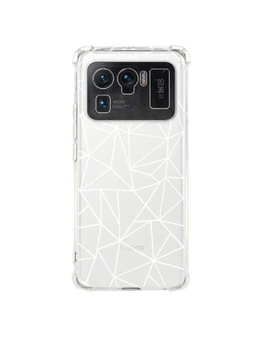 Coque Xiaomi Mi 11 Ultra Lignes Triangles Grid Abstract Blanc Transparente - Project M