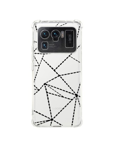 Coque Xiaomi Mi 11 Ultra Lignes Points Abstract Noir Transparente - Project M