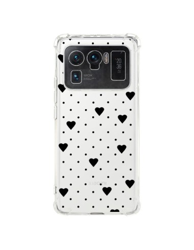 Coque Xiaomi Mi 11 Ultra Point Coeur Noir Pin Point Heart Transparente - Project M