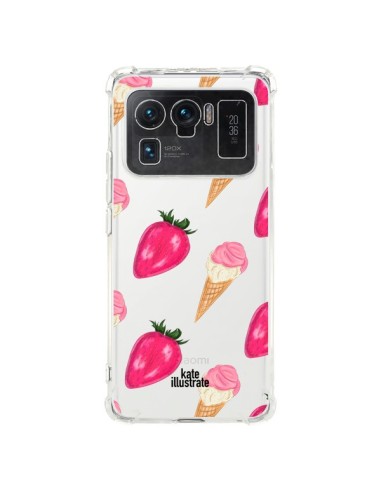 Coque Xiaomi Mi 11 Ultra Strawberry Ice Cream Fraise Glace Transparente - kateillustrate