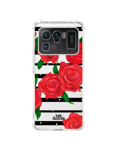 Coque Xiaomi Mi 11 Ultra Red Roses Rouge Fleurs Flowers Transparente - kateillustrate