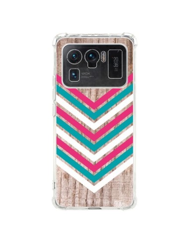 Coque Xiaomi Mi 11 Ultra Tribal Aztèque Bois Wood Flèche Rose Bleu - Laetitia