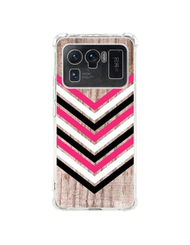 Coque Xiaomi Mi 11 Ultra Tribal Aztèque Bois Wood Flèche Rose Blanc Noir - Laetitia