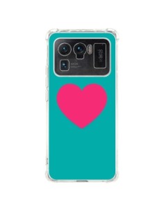 Coque Xiaomi Mi 11 Ultra Coeur Rose Fond Bleu  - Laetitia
