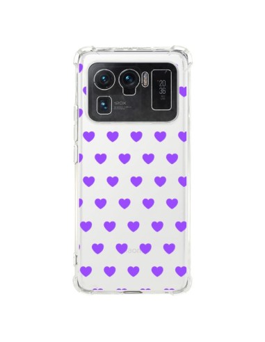 Coque Xiaomi Mi 11 Ultra Coeur Heart Love Amour Violet Transparente - Laetitia