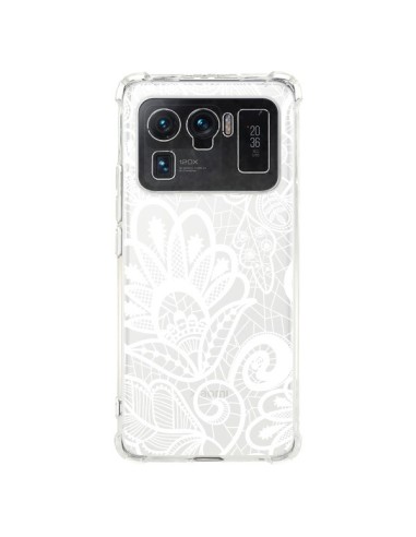 Coque Xiaomi Mi 11 Ultra Lace Fleur Flower Blanc Transparente - Petit Griffin
