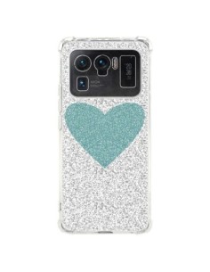Coque Xiaomi Mi 11 Ultra Coeur Bleu Vert Argent Love -...