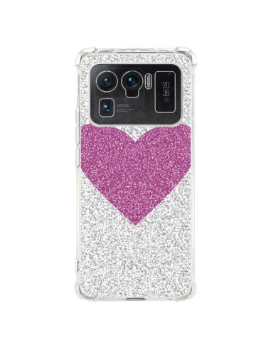 Coque Xiaomi Mi 11 Ultra Coeur Rose Argent Love - Mary Nesrala