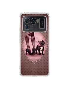 Coque Xiaomi Mi 11 Ultra Lady Jambes Chien Dog Rose Pois...