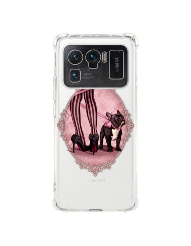 Coque Xiaomi Mi 11 Ultra Lady Jambes Chien Bulldog Dog Rose Pois Noir Transparente - Maryline Cazenave